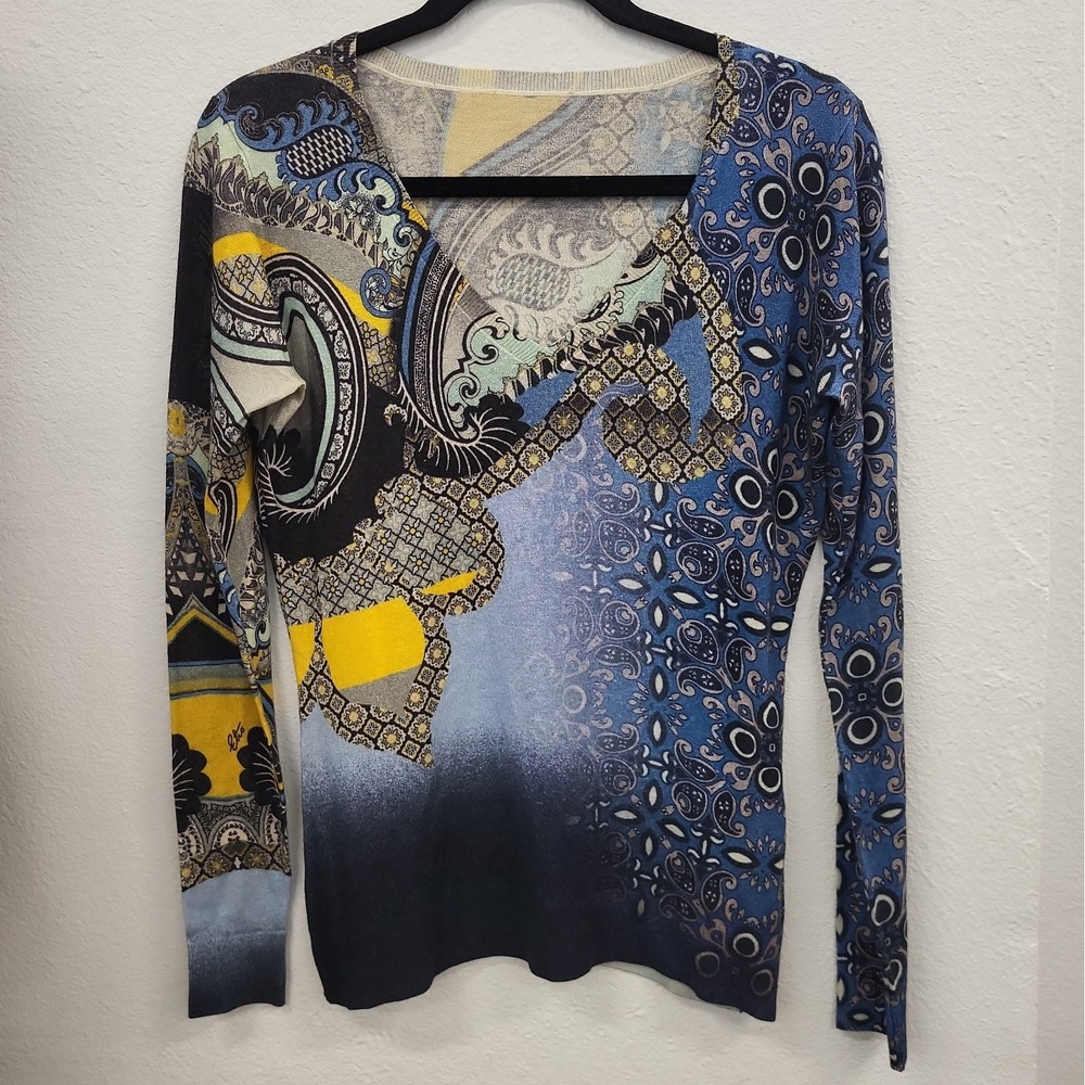 Etro Spa Cashmere & Silk Via Spartaco 3 Italy V Neck Top Fits Like Medium
